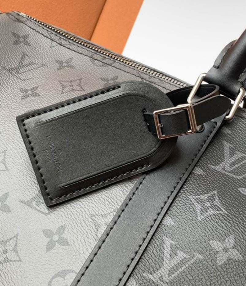 Authentic Louis Vuitton Keepall Bandoulière 50 (Black and Grey)