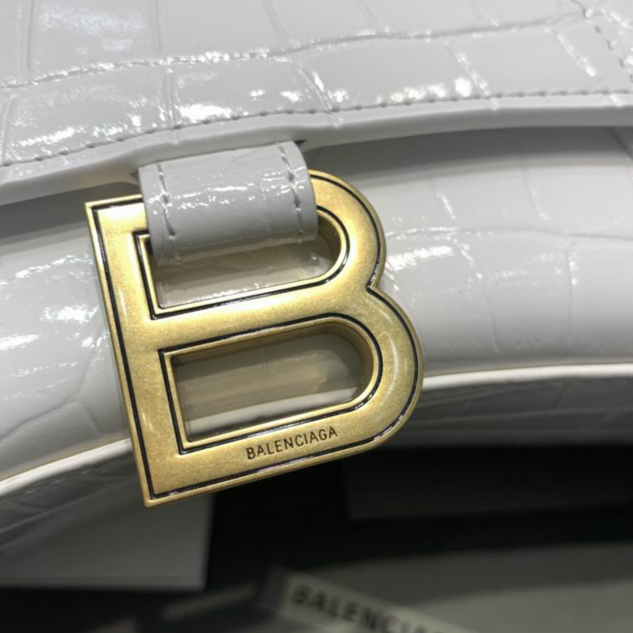 Authentic Balenciaga Hourglass Handbag S (Crocodile Embossed Calfskin)