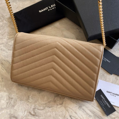 Authentic Yves Saint Laurent CASSANDRE CHAIN WALLET IN LAMBSKIN