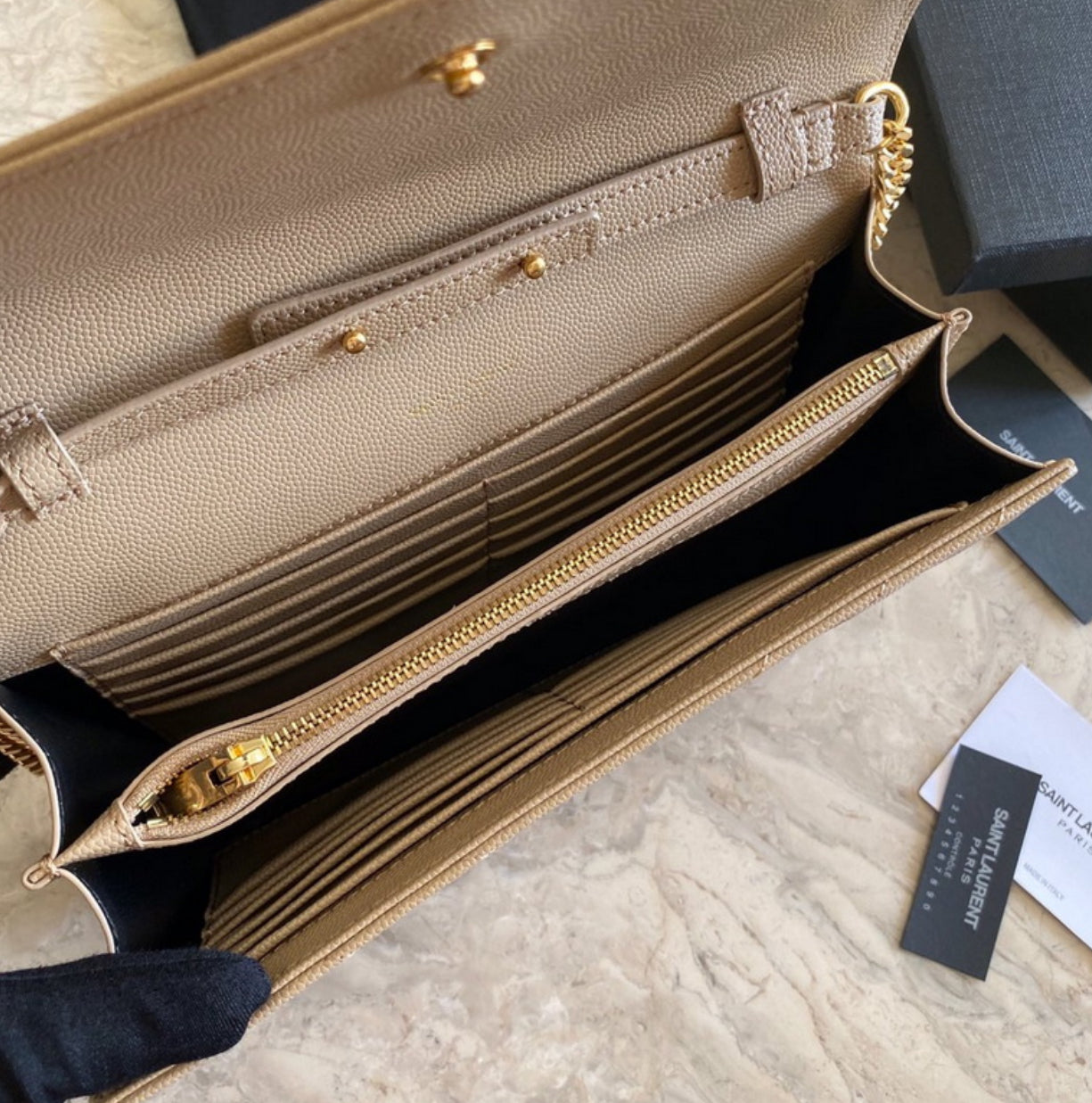 Authentic Yves Saint Laurent CASSANDRE CHAIN WALLET IN LAMBSKIN