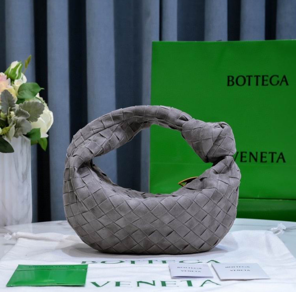 Authentic Bottege Veneta mini Jodie (Intrecciato SUEDE leather)