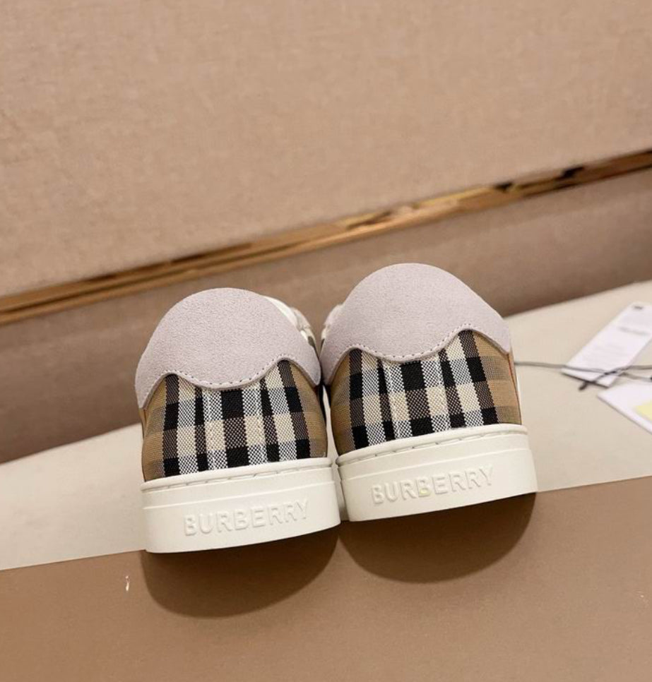 Leather Suede and Check Sneakers