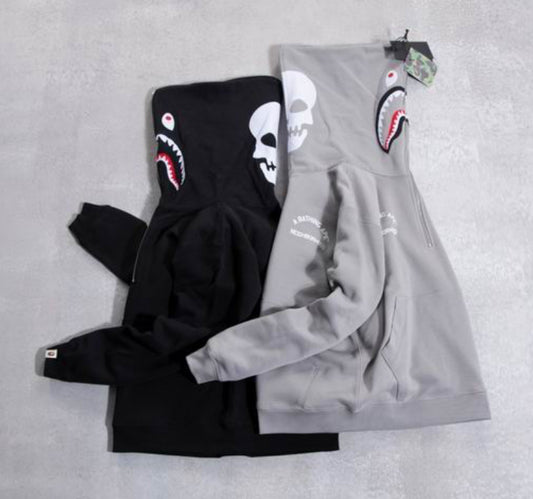 Authentic BAPE X NEIGHBORHOOD TWO FACE HALF ZIP HOODIE