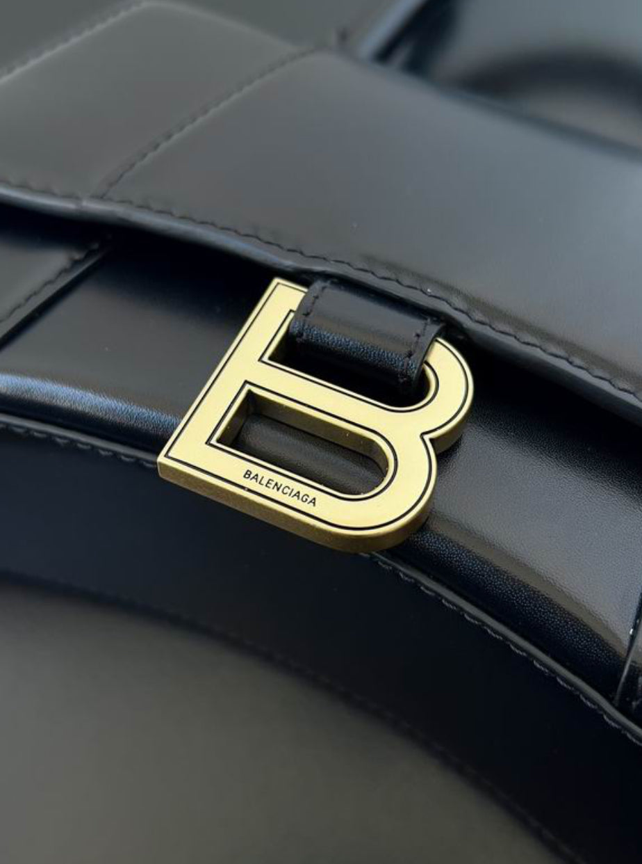 Authentic Balenciaga Hourglass Handbag XS (Shiny Box Calfskin)