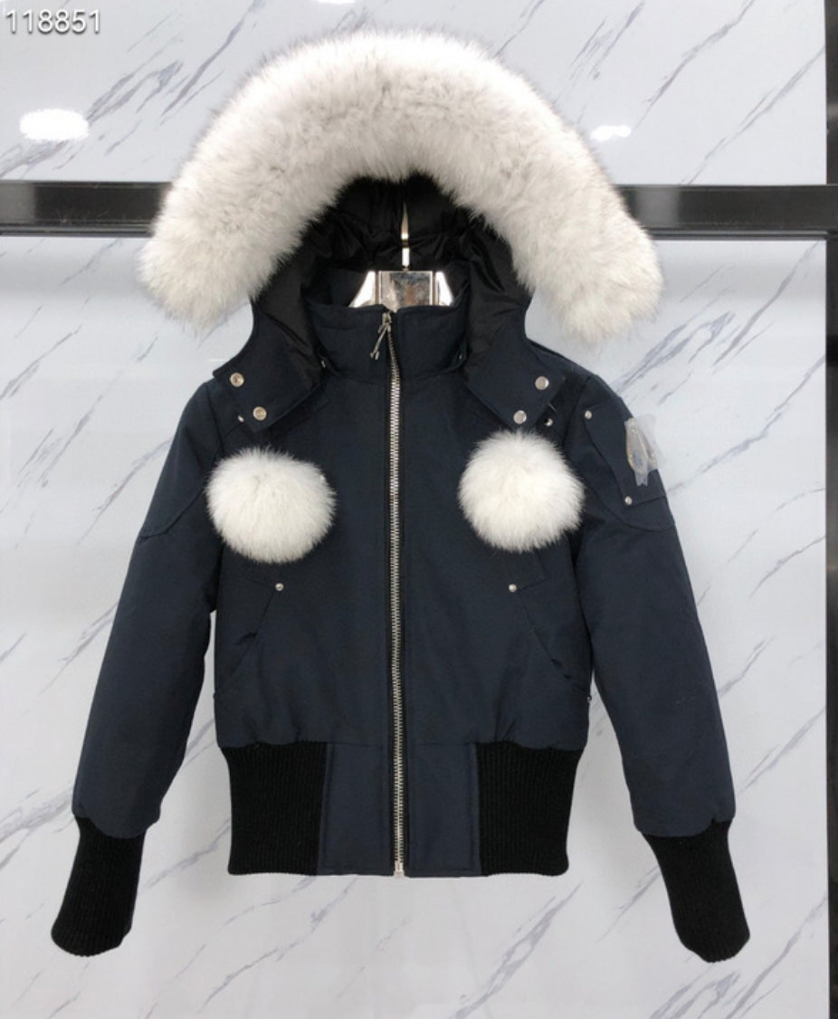 Authentic Moose Knuckles ORIGINAL DEBBIE SHEARLING TRIM BOMBER JACKET