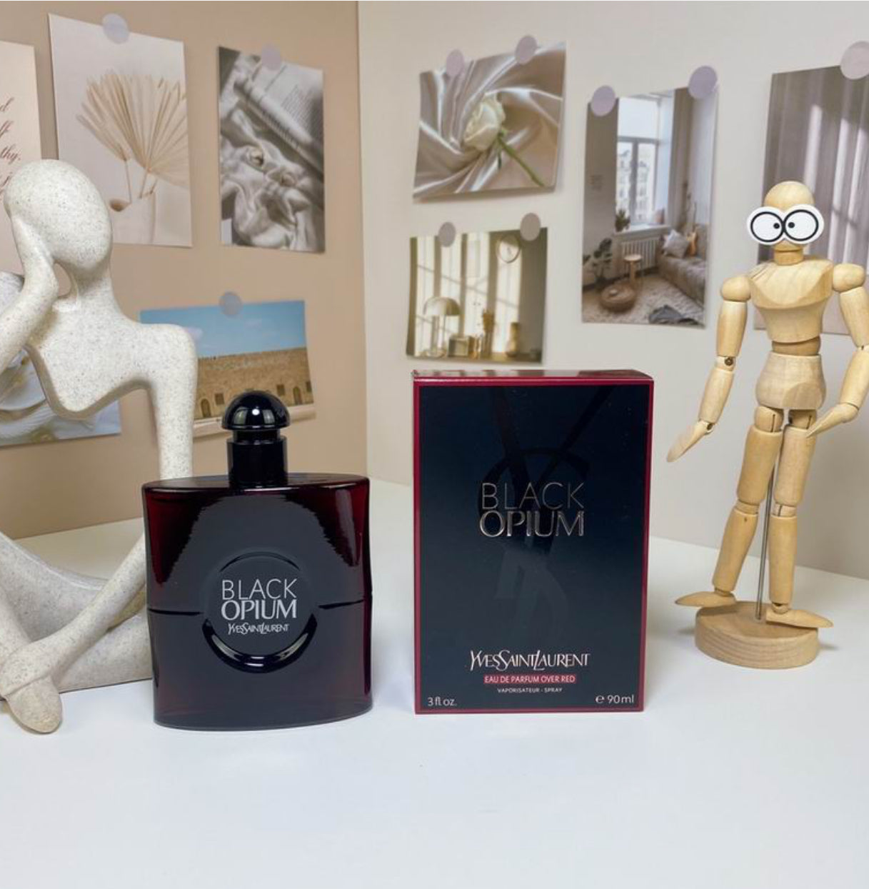 Authentic BLACK OPIUM EAU DE PARFUM OVER RED