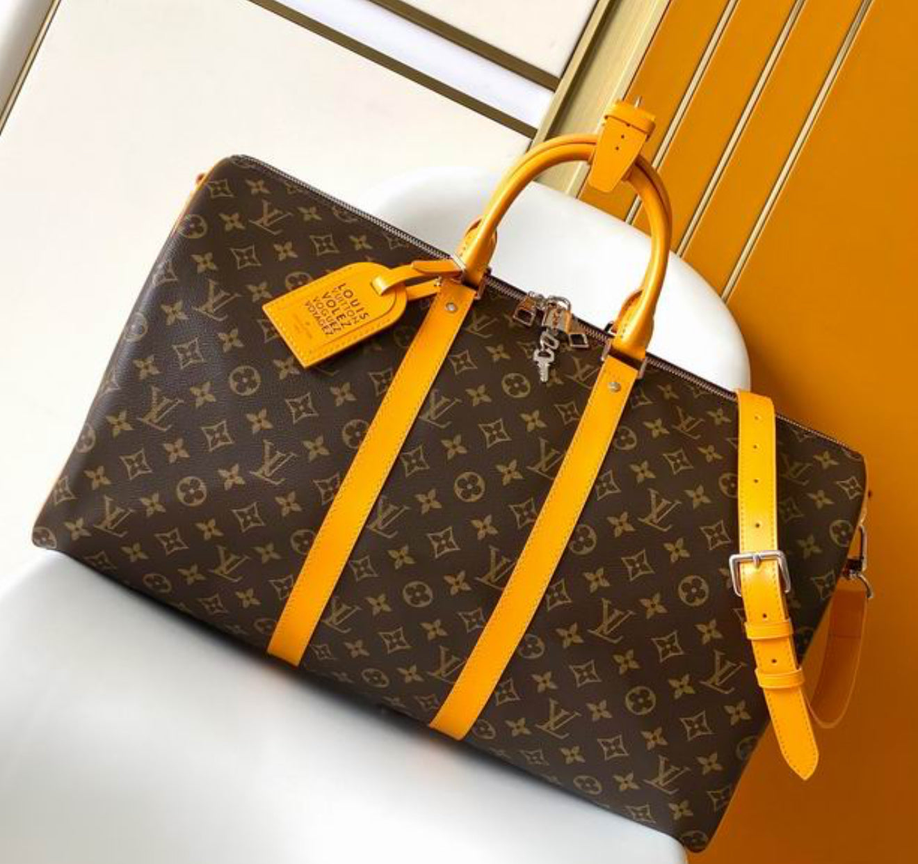 Authentic Louis Vuitton Keepall Bandoulière 50 (Safran Yellow)