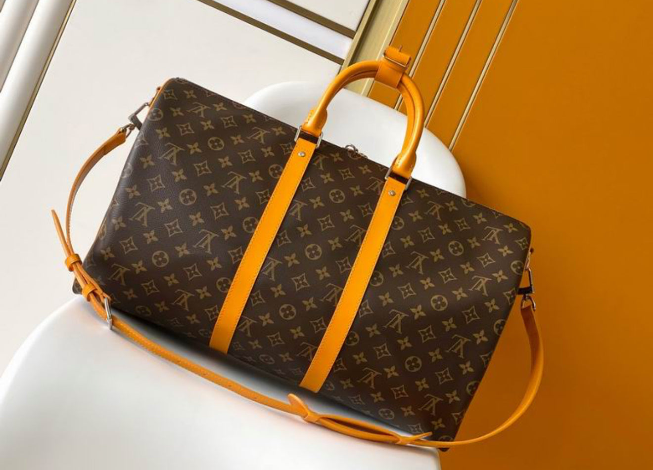 Authentic Louis Vuitton Keepall Bandoulière 50 (Safran Yellow)