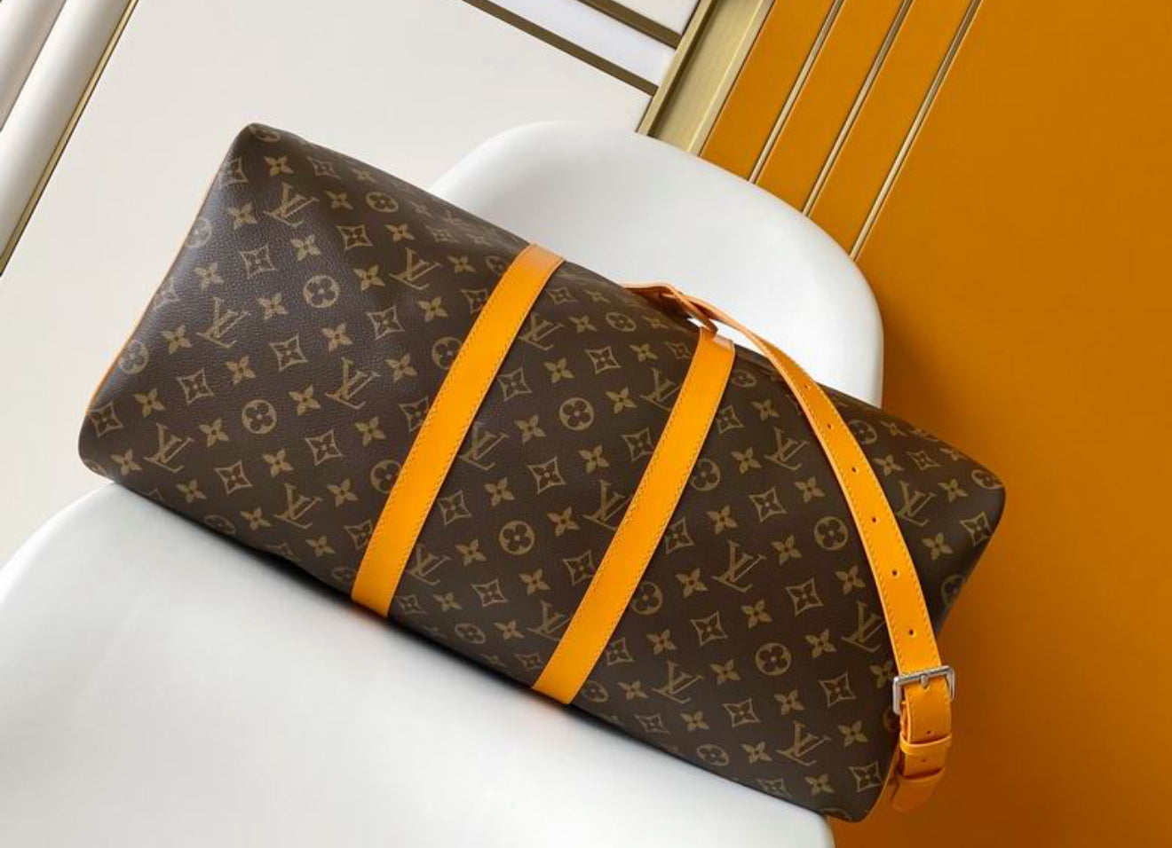 Authentic Louis Vuitton Keepall Bandoulière 50 (Safran Yellow)