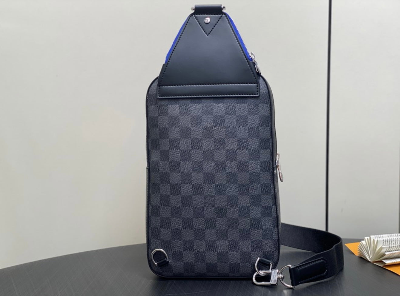 Authentic LOUIS VUITTON Damier Graphite Canvas Avenue Sling Bag (Blue)