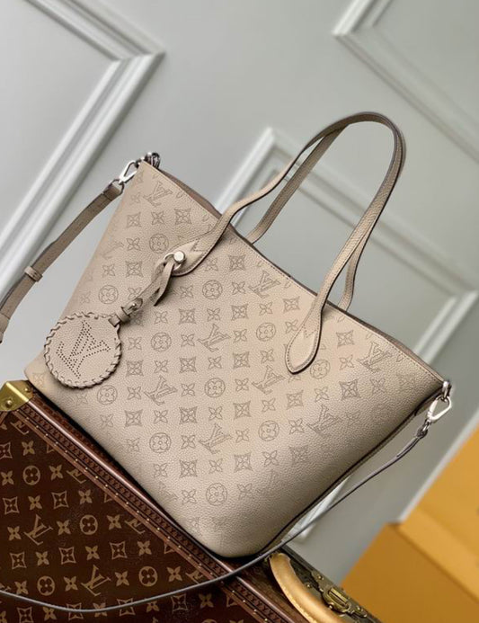 Authentic Louis Vuitton Blossom MM Tote Bag ( Galet / Beige )