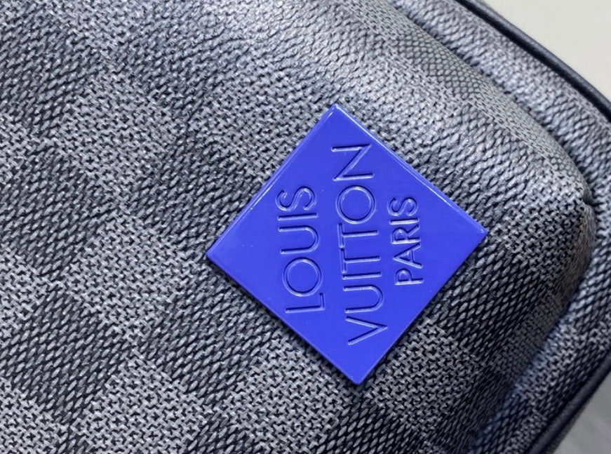 Authentic LOUIS VUITTON Damier Graphite Canvas Avenue Sling Bag (Blue)