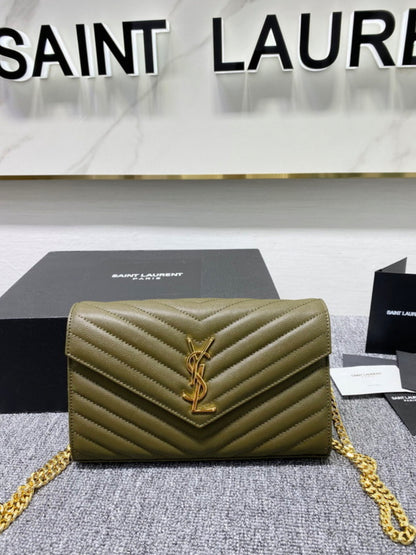 Authentic Yves Saint Laurent CASSANDRE CHAIN WALLET IN LAMBSKIN