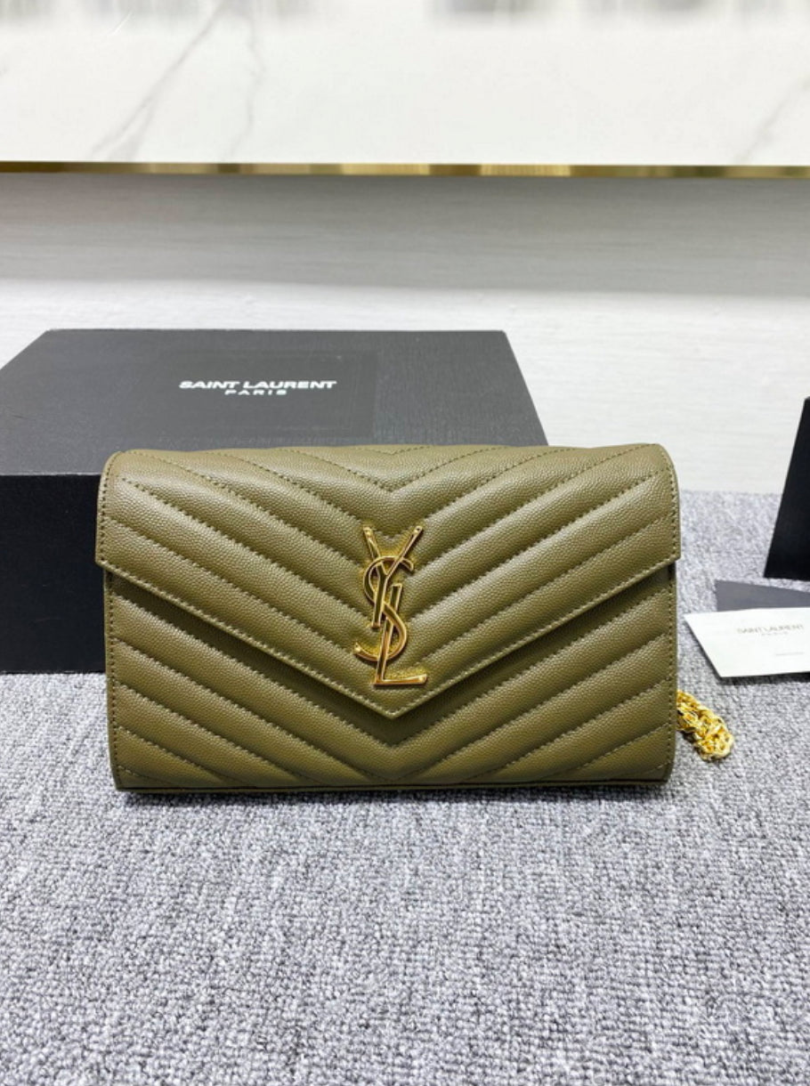 Authentic Yves Saint Laurent CASSANDRE CHAIN WALLET IN LAMBSKIN
