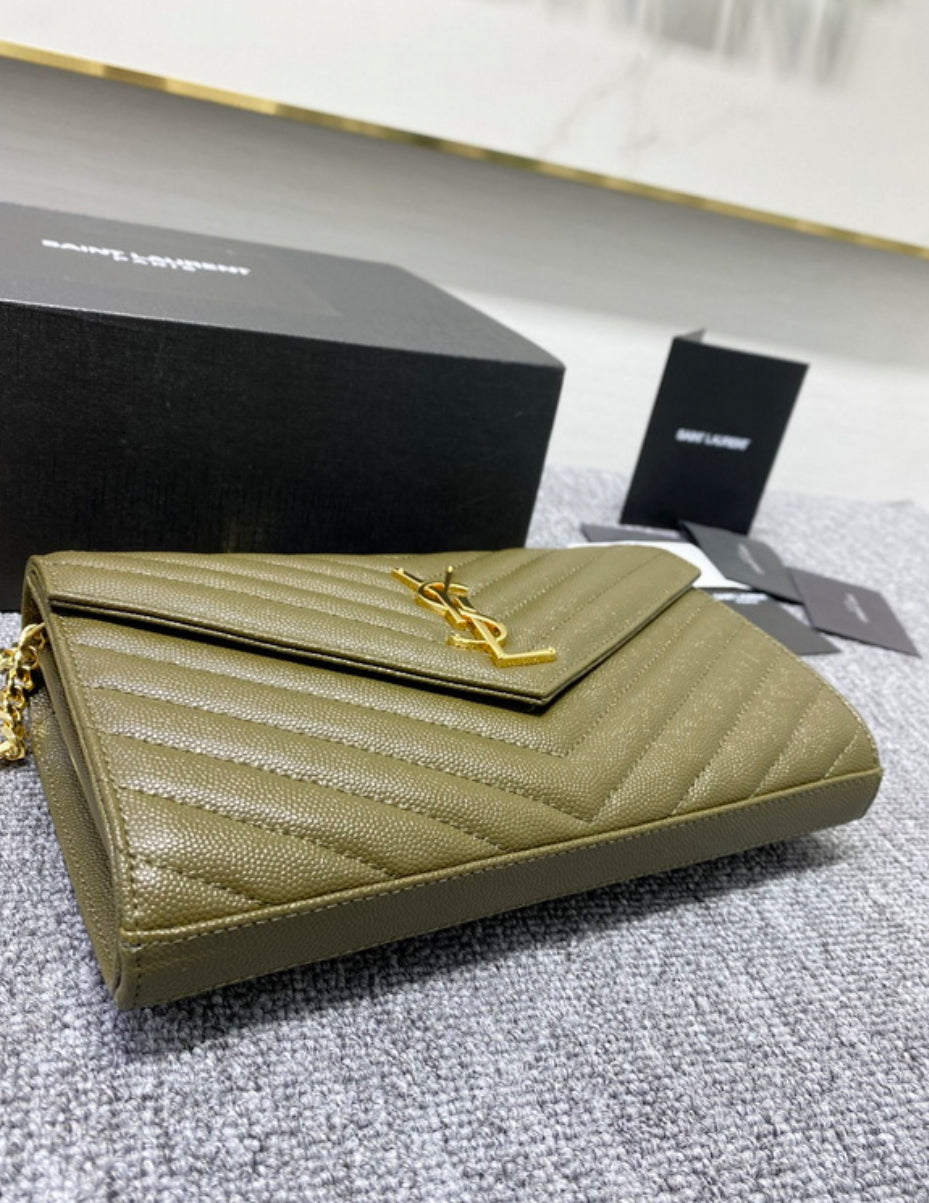 Authentic Yves Saint Laurent CASSANDRE CHAIN WALLET IN LAMBSKIN