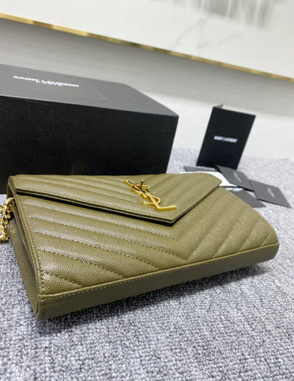Authentic Yves Saint Laurent CASSANDRE CHAIN WALLET IN LAMBSKIN