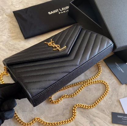 Authentic Yves Saint Laurent CASSANDRE CHAIN WALLET IN LAMBSKIN