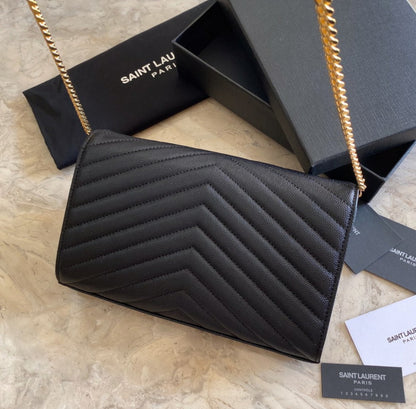 Authentic Yves Saint Laurent CASSANDRE CHAIN WALLET IN LAMBSKIN