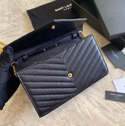 Authentic Yves Saint Laurent CASSANDRE CHAIN WALLET IN LAMBSKIN