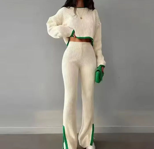 Knitted Cropped Tracksuit
