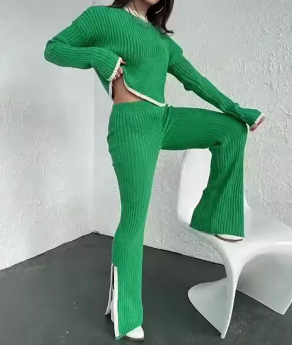Knitted Cropped Tracksuit